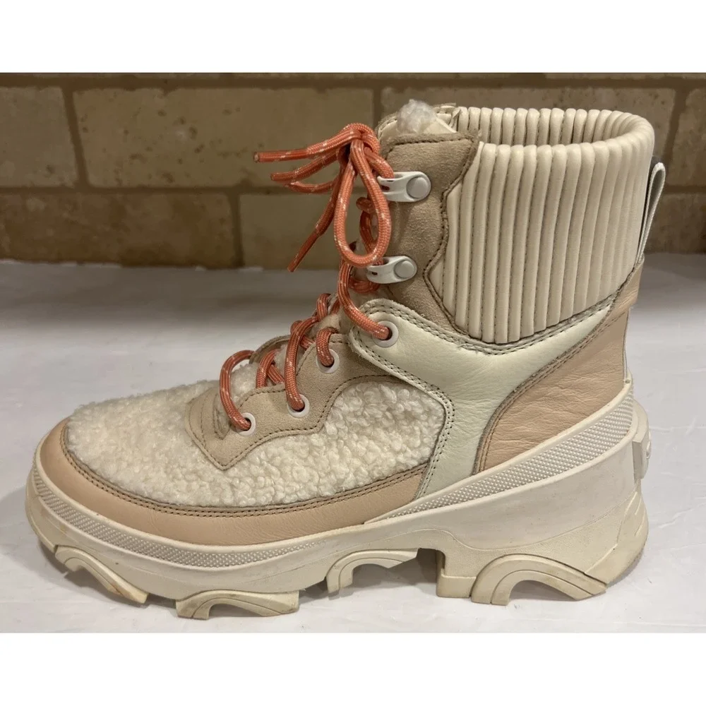 SOREL Brex Boot Cozy Lace Boots Waterproof Nova Sand Sea Salt NL4813-260 Sz. 7.5